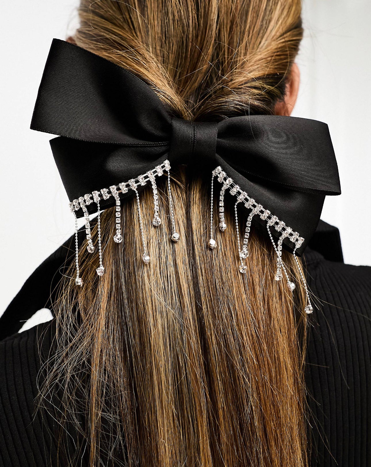 Black Bow with Crystal