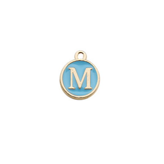 Sky Blue & Gold Letter Charms (A-M)