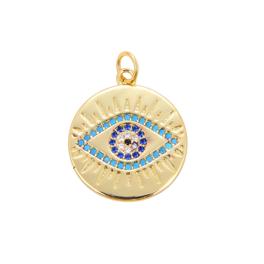 Round Gold Blue Eye Charm