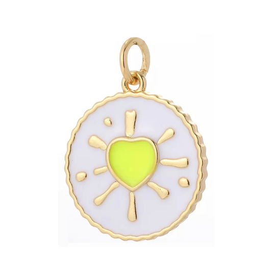 Neon Yellow Heart Charm